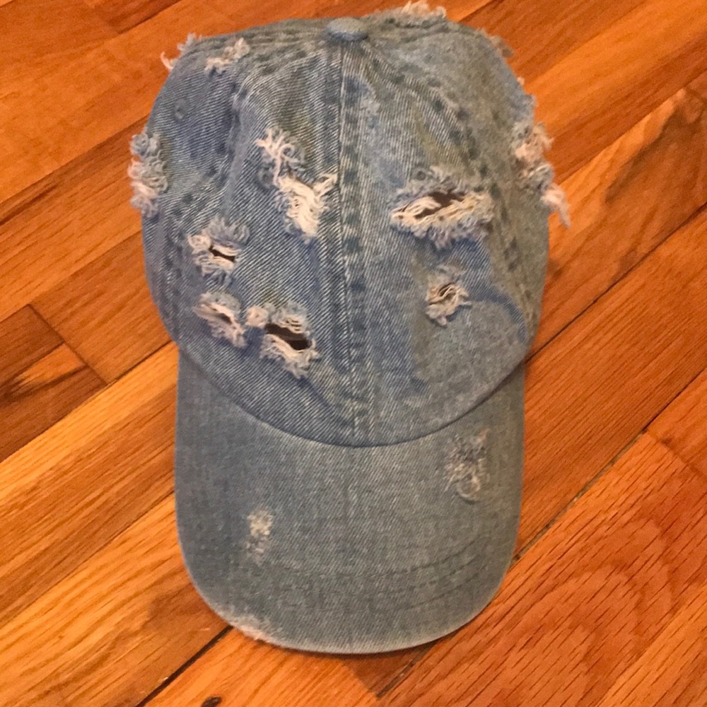 Custom distressed denim baseball cap / dad cap hat